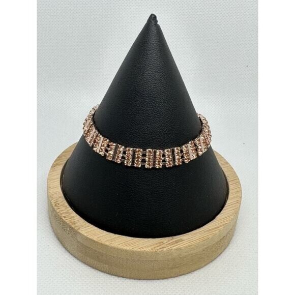 Amber Colored Rhinestone Bracelet Beautiful Elegant Lobster Claw with Extender - Picture 3 of 9